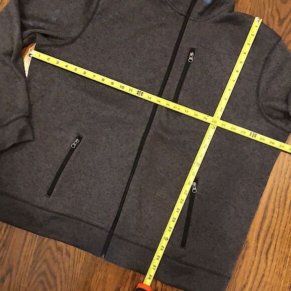 Men’s Charcoal Grey Full Zip Fleece Lined Sweater Zipper Pockets XXL - Picture 7 of 10